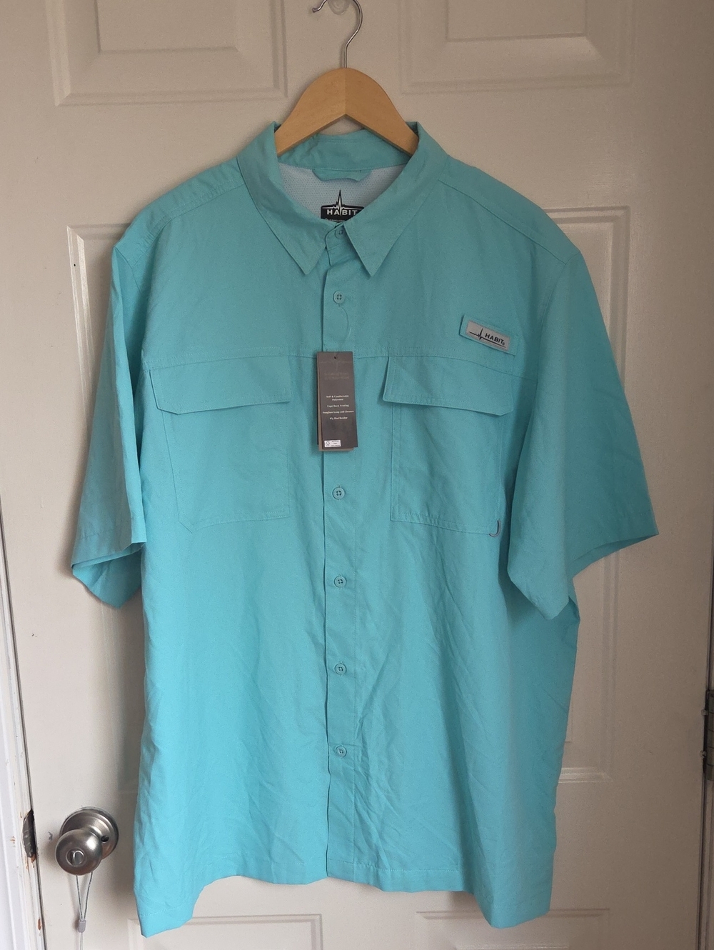 Habitat Men's Short-Sleeve Button-Down Shirt in Aqua Blue